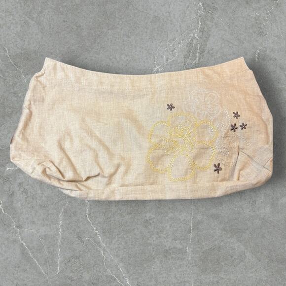 Retired Thirty-One Skirt Purse Cover -Taupe w/ Embroidery Linen - Picture 1 of 3